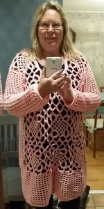 rosa virkad tröja klänning tunika pink crochet tunic top dress