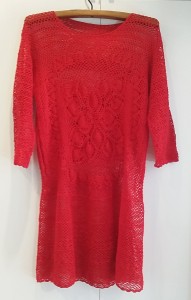 röd klänning tunika bomull merceriserad 12/3 virkad red crochet tunic lace cotton yarn dress