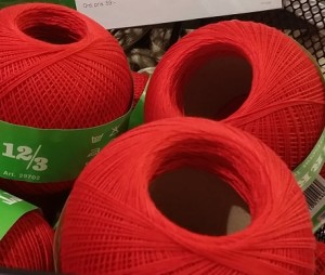 virkett röd virkgran 12/3 crochet thread yarn red