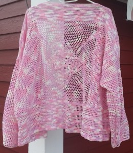 crochet virkad cardigan kofta melerat rosa pink garn yarn virkgarn crochet thread