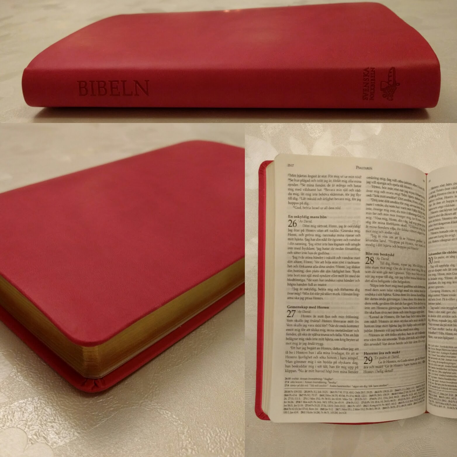 rosa bilbel folkbibeln guldkant