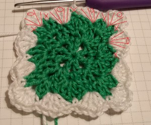 shell granny square crochet virkad mormosruta av snäckor 
